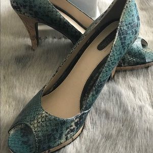 Sam and Libby Faux Snake Skin Peep Toe